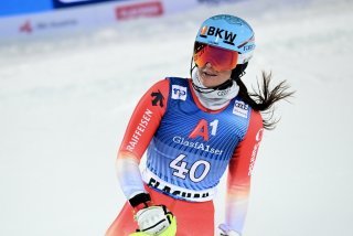 Image d'illustration - Elena Stoffel en action lors du slalom de Flachau en janvier 2024