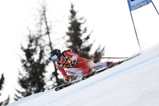 Malorie Blanc en action lors du Super G de Cortina