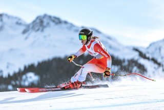 Malorie Blanc en action jeudi à Saalbach.