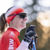 Nadine Fähndrich a terminé 5e du sprint de Ruka samedi KEYSTONE/GIAN EHRENZELLER