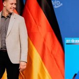 Jean-Pascal Hohm, 28 ans, député régional du Brandebourg, bastion de l'AfD dans l'Est, a été désigné comme nouveau chef de l'organisation de jeunesse à 90,4% des voix. KEYSTONE/AP/Martin Meissner