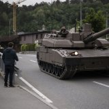 Un char Leclerc en exercice en Suisse le 8 mai 2025.