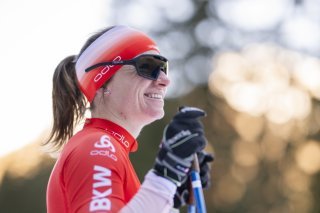 Nadine Fähndrich a terminé 5e du sprint de Ruka samedi KEYSTONE/GIAN EHRENZELLER