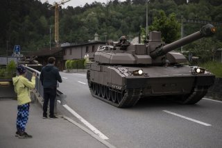 Un char Leclerc en exercice en Suisse le 8 mai 2025.