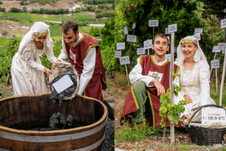 Guigogne (Joséphine Thurre) et Anselme (Emeric Chesseaux) sur la vigne à Farinet