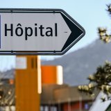 The Hospital (Hopital du Valais) building is pictured after the fire at the