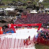 Loï Meillard durant le slalom ce dimanche