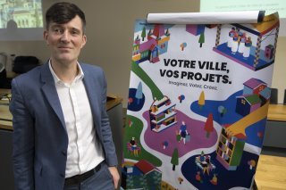 Le conseiller municipal lausannois David Payot lors du lancement du premier budget participatif en janvier 2019