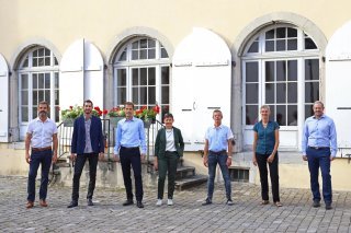 De gauche à droite : Gérard Jeannerat, Vincent Moulin, Max-Alexandre Derivaz, Micheline Grept, Marco Steib, Rachel Claivaz et Damien Roch