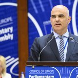 Alain Berset, premier Suisse à être élu secrétaire général du Conseil de l'Europe. KEYSTONE/ANTHONY ANEX