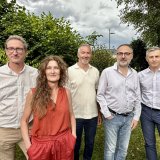 De gauche à droite : Pierre Luyet (candidat juge), Marie France Roux (candidate vice-juge), Dominique Bonvin (conseiller communal sortant et candidat), Nicolas Maret (candidat conseil communal), Jean-Jacques Roux (candidat conseil communal)