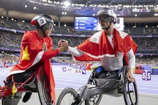 Hua Jin a battu Marcel Hug à la régulière en finale du 1500 m KEYSTONE/ENNIO LEANZA