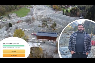 Trois mois après les laves torrentielles de juillet, le terrain de Lucien Fellay porte encore de profonds stigmates