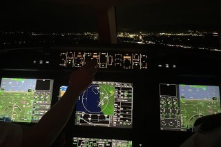 Vue du cockpit de l'avion.