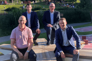 Les candidats du PLR Crans-Montana aux élections d'octobre (de g. à d. Johan Beltramini, Kevin barras, Nicolas Féraud, Sébastien Rey)