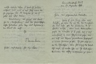 Une des lettres originales acquises par la fondation Rilke à Sierre