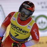 Loïc Meillard, 2e à Madonna, a pris les commandes en Coupe du monde de slalom KEYSTONE/AP/Alessandro Trovati