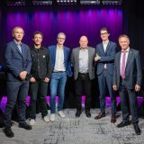 De gauche à droite : Philippe Jansen (Vert'libéraux), Clément Borgeaud (PSVR), Philippe Cina (Les Verts), Claude Crittin (Le Centre), Vincent Pravato (PLR) et Donald Moos (UDCVR).