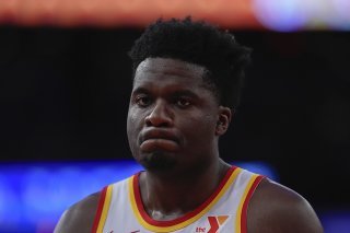 Un Clint Capela à son affaire sur le parquet du Madison Square Garden. KEYSTONE/AP/Frank Franklin II