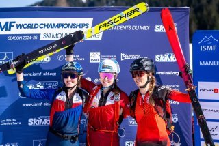 Marianna Fatton, au centre, a remporté le titre mondial de l'épreuve sprint