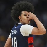 Kyshawn George est engagé en NBA Summer League avec les Wizards de Washington (archives). KEYSTONE/AP/DAVID ZALUBOWSKI