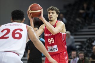 Natan Jurkovitz a écrit une page d'histoire du basket suisse avec ses coéquipiers dimanche à Oulan-Bator KEYSTONE/CYRIL ZINGARO