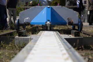 Un prototype du projet GRIPIT photographie lors d'une conference de presse de la HES-SO afin de presenter deux prototypes pour imaginer les transports de demain ce mardi, 29 avril 2025 a Sion.