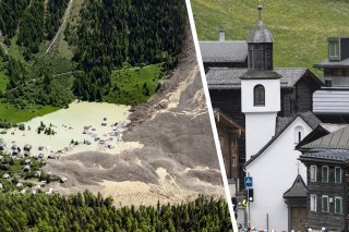A gauche le village de Blatten, dans le Lötschental et à droite Blatten-Belalp, au-dessus de Naters