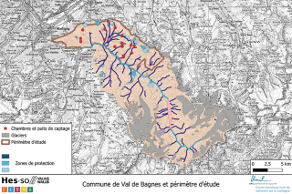 Périmètre d'étude dans le Val de Bagnes.
