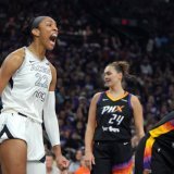 A'ja Wilson (22) et les Aces ont cueilli leur 3e titre en quatre ans en WNBA KEYSTONE/AP/Rick Scuteri