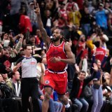 La joie de Kawhi Leonard, auteur du panier de la victoire face aux Pelicans KEYSTONE/AP/Mark J. Terrill