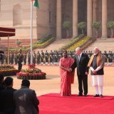 Vladimir Poutine a été reçu par le premier ministre indien Narendra Modi et la présidente Droupadi Murmu. KEYSTONE/EPA/HARISH TYAGI