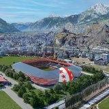 Image de synthèse mise a disposition par le bureau d'architecture Christian Constantin SA montrant le projet du nouveau stade de football du FC Sion.