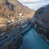 Le pont du Rhône sur l'autoroute A9 entre Saint-Maurice et Bex