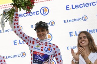 Elise Chabbey a conservé le maillot à pois KEYSTONE/AP/Mathieu Pattier