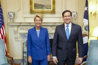 La rencontre entre le secrétaire d'Etat américain Marco Rubio et la présidente de la Confédération Karin Keller-Sutter à Washington. (archive) KEYSTONE/US STATE DEPARTMENT/FREDDIE EVERETT