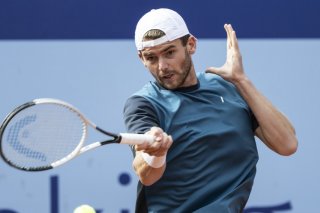 Jérôme Kym, ici lors du Swiss Open de Gstaad en juillet, vise une première qualification dans un tournoi du Grand Chelem (archives). KEYSTONE/PETER SCHNEIDER