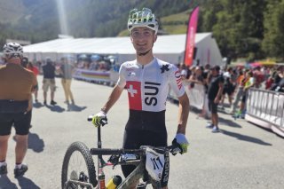 Tristan Gaspoz, tout sourire à l'arrivée à Grimentz.