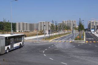 Ambilly (F) devra verser 8,5 millions de francs à Genève à titre d'impôt sur les bénéfices suite à la vente de terrains qui ont permis la construction du quartier de Belle-Terre à Thônex (archives). KEYSTONE/MARTIAL TREZZINI