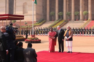 Vladimir Poutine a été reçu par le premier ministre indien Narendra Modi et la présidente Droupadi Murmu. KEYSTONE/EPA/HARISH TYAGI