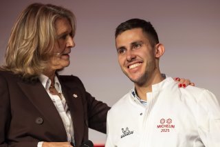 Gilles Varone, lors de l'obtention de sa 2e étoile le 20 octobre 2025 à Lausanne. (KEYSTONE/Cyril Zingaro)