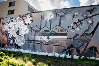 La Fresque "La guerre du fluor", rappelle qu'en 1975, plus du 90% des récoltes sur le territoire de Saxon sont détruits : l'affaire du fluor devient le "scandale du fluor" (2022)