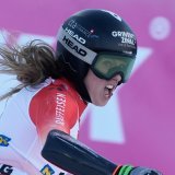 Camille Rast a obtenu samedi le meilleur résultat de sa carrière en géant KEYSTONE/AP/Giovanni Auletta
