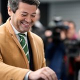 Andre Ventura, le candidat d'extrême droite, serait au 2e tour, selon deux sondages à la sortie des urnes. KEYSTONE/AP/Armando Franca