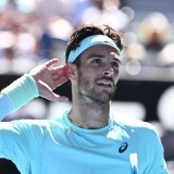 Lorenzo Musetti défiera Novak Djokovic en quart de finale à Melbourne KEYSTONE/EPA/JOEL CARRETT