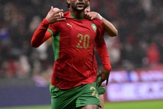 Ayoub El Kaabi fête son magnifique but KEYSTONE/EPA/JALAL MORCHIDI