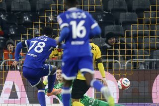 Omar Janneh a inscrit son premier but sous les couleurs du LS face à YB. KEYSTONE/PETER KLAUNZER