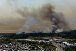 Les incendies ravagent notamment la forêt, en périphérie de Concepcion. KEYSTONE/AP/Javier Torres