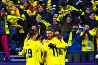 La joie des joueurs de Bodö/Glimt, qui ont créé l'exploit face à Manchester City KEYSTONE/EPA/Mats Torbergsen