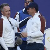 L'Europe du capitaine Luke Donald (à gauche) est idéalement placée pour gagner la Ryder Cup KEYSTONE/AP/Andrew Medichini
